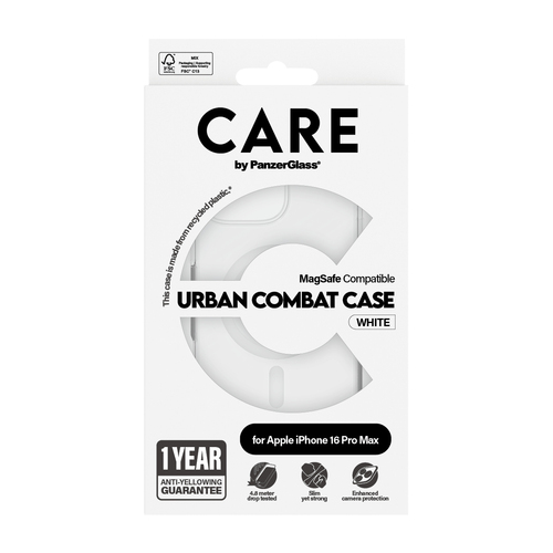 PanzerGlass CARE by PG White MagS iPhone16 6.9 Pro mobiele telefoon behuizingen Hoes Transparant