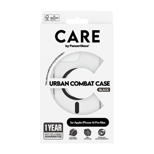 PanzerGlass CARE by PG BLK MagSafe iPhone16 6.9 Pro mobiele telefoon behuizingen Hoes Transparant