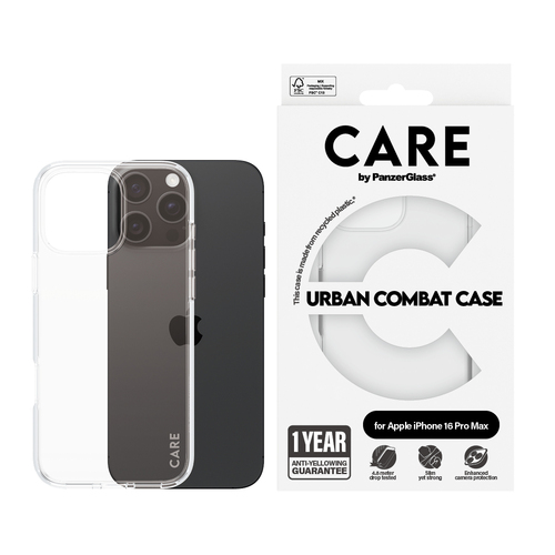 PanzerGlass CARE by PG Transparent iPhone16 6.9 Pro mobiele telefoon behuizingen Hoes Transparant