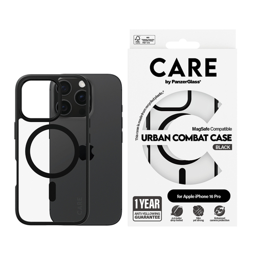 PanzerGlass CARE by PG UrbCom BLK MagS iPhone16P 6.3 mobiele telefoon behuizingen Hoes Transparant
