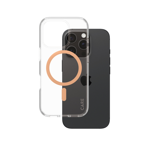 PanzerGlass CARE by PG Peachy MagS iPhone16 6.3 Pro mobiele telefoon behuizingen Hoes Transparant