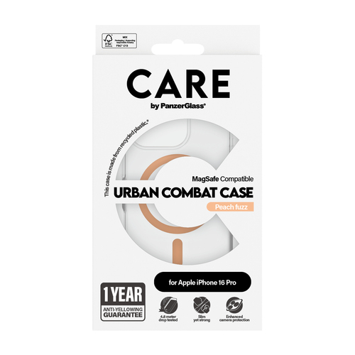PanzerGlass CARE by PG Peachy MagS iPhone16 6.3 Pro mobiele telefoon behuizingen Hoes Transparant