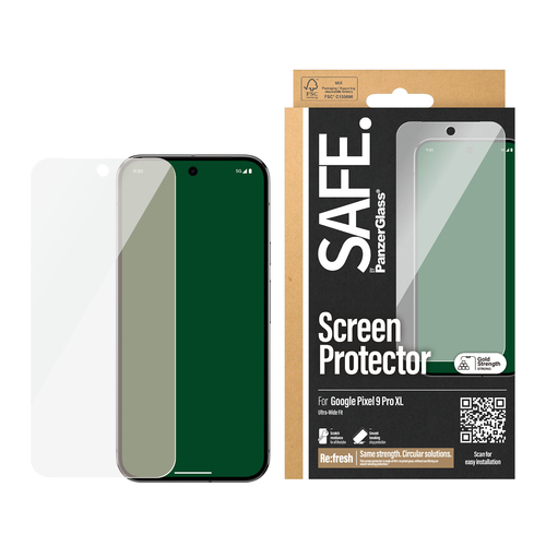 PanzerGlass SAFE. by ® Screen Protector Google Pixel 9 Pro XL | Ultra-Wide Fit Doorzichtige schermbeschermer 1 stuk(s)