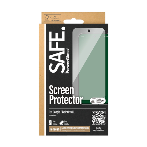 PanzerGlass SAFE. by ® Screen Protector Google Pixel 9 Pro XL | Ultra-Wide Fit Doorzichtige schermbeschermer 1 stuk(s)