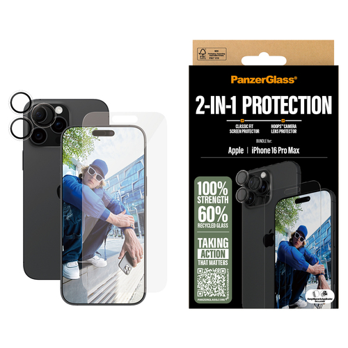 PanzerGlass ® 2-in-1 Bundle iPhone 16 Pro Max Doorzichtige schermbeschermer Apple 1 stuk(s)
