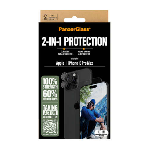 PanzerGlass ® 2-in-1 Bundle iPhone 16 Pro Max Doorzichtige schermbeschermer Apple 1 stuk(s)