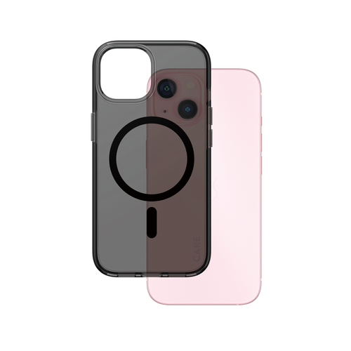 PanzerGlass CARE™ by ® Smokey Case w. Black MagSafe iPhone 15 mobiele telefoon behuizingen Hoes Zwart