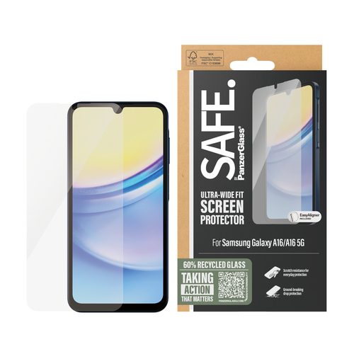 PanzerGlass SAFE. by ® Screen Protector Samsung Galaxy A16 | A16 5G | Ultra-Wide Fit Doorzichtige schermbeschermer 1 stuk(s)