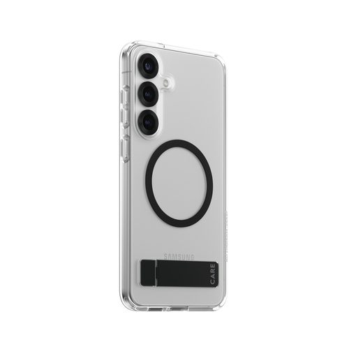 PanzerGlass CARE by ® Feature Case Transparent w. Black Kickstand & Qi Compatible Samsung Galaxy S25+ mobiele telefoon behuizingen Hoes Transparant