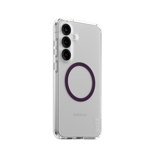 PanzerGlass CARE™ by ® Urban Combat Case Transparent w. Plum Purple Qi Compatible Samsung Galaxy S25+ mobiele telefoon behuizingen Hoes Transparant