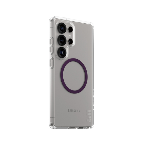 PanzerGlass CARE™ by ® Urban Combat Case Transparent w. Plum Purple Qi Compatible Samsung Galaxy S25 Ultra mobiele telefoon behuizingen Hoes Transparant