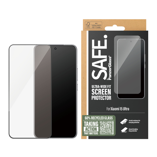 PanzerGlass SAFE. by ® Screen Protector w. Black Frame Xiaomi 15 Ultra | Ultra-Wide Fit Doorzichtige schermbeschermer 1 stuk(s)