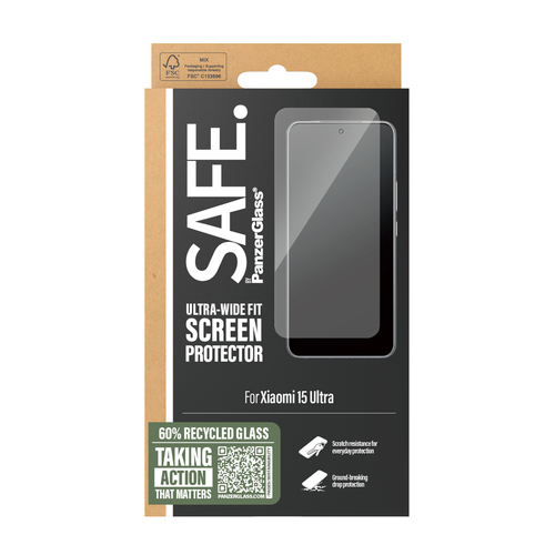 PanzerGlass SAFE. by ® Screen Protector w. Black Frame Xiaomi 15 Ultra | Ultra-Wide Fit Doorzichtige schermbeschermer 1 stuk(s)