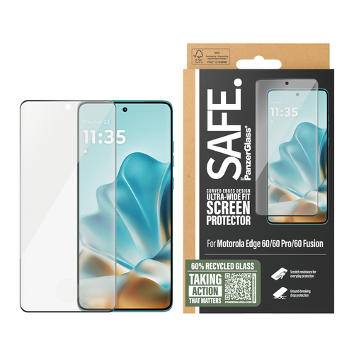 PanzerGlass SAFE. by ® Screen Protector Motorola Edge 60 | 60 Pro | 60 Fusion | Ultra-Wide Fit Doorzichtige schermbeschermer 1 stuk(s)