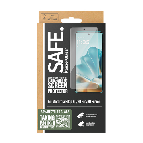 PanzerGlass SAFE. by ® Screen Protector Motorola Edge 60 | 60 Pro | 60 Fusion | Ultra-Wide Fit Doorzichtige schermbeschermer 1 stuk(s)