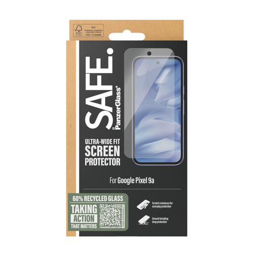 PanzerGlass SAFE. by ® Screen Protector Google Pixel 9a | Ultra-Wide Fit Doorzichtige schermbeschermer 1 stuk(s)
