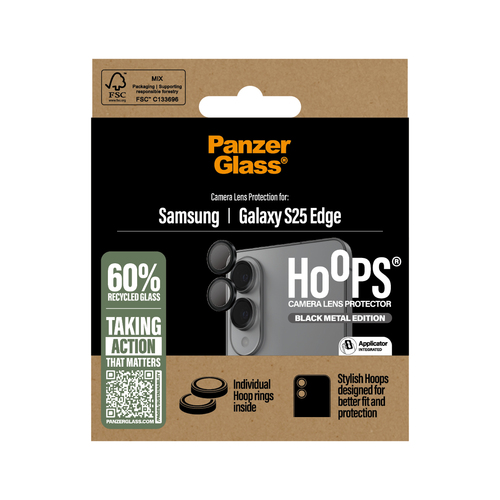 PanzerGlass ® Hoops® Camera Lens Protector Black Samsung S25 Edge Doorzichtige schermbeschermer 1 stuk(s)