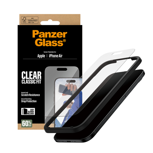 PanzerGlass ® Screen Protector iPhone Air | Classic Fit w. EasyAligner Doorzichtige schermbeschermer Apple 1 stuk(s)