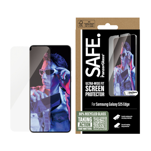PanzerGlass SAFE. by ® Screen Protector Samsung S25 Edge | Ultra-Wide Fit Doorzichtige schermbeschermer 1 stuk(s)