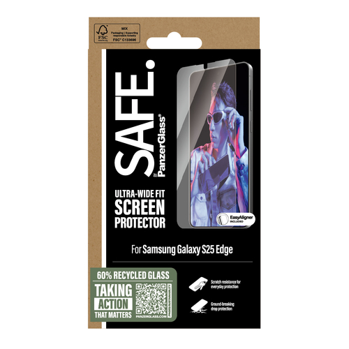 PanzerGlass SAFE. by ® Screen Protector Samsung S25 Edge | Ultra-Wide Fit Doorzichtige schermbeschermer 1 stuk(s)