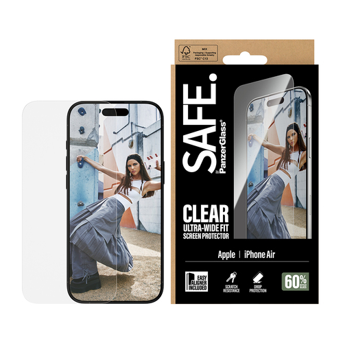 PanzerGlass SAFE. by ® Screen Protector iPhone Air | Ultra-Wide Fit w. EasyAligner Doorzichtige schermbeschermer Apple 1 stuk(s)