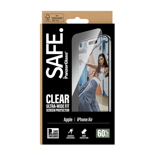 PanzerGlass SAFE. by ® Screen Protector iPhone Air | Ultra-Wide Fit w. EasyAligner Doorzichtige schermbeschermer Apple 1 stuk(s)
