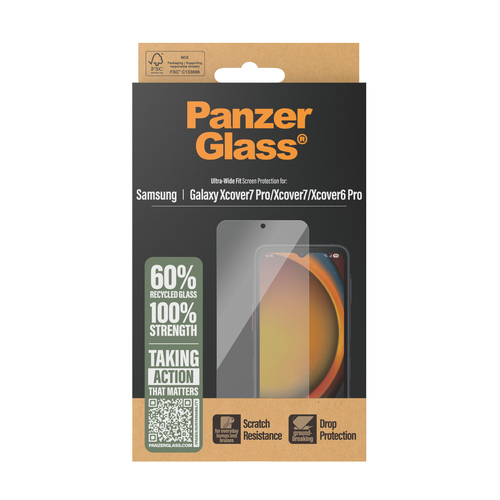 PanzerGlass ® Screen Protector Samsung Galaxy Xcover7 Pro | Xcover7 | Xcover6 Pro | Ultra-Wide Fit Doorzichtige schermbeschermer 1 stuk(s)