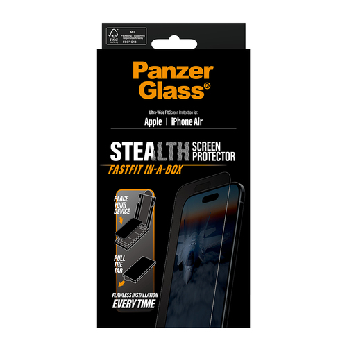 PanzerGlass ® Stealth Screen Protector iPhone Air | Ultra-Wide Fit w. Fastfit in-a-box Doorzichtige schermbeschermer Apple 1 stuk(s)