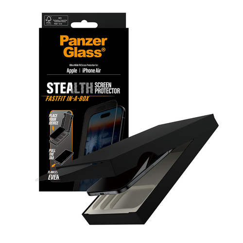 PanzerGlass ® Stealth Screen Protector iPhone Air | Ultra-Wide Fit w. Fastfit in-a-box Doorzichtige schermbeschermer Apple 1 stuk(s)