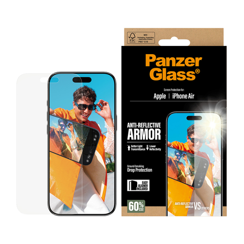 PanzerGlass ® Anti-Reflective Armor Screen Protector iPhone Air w. EasyAligner Doorzichtige schermbeschermer Apple 1 stuk(s)