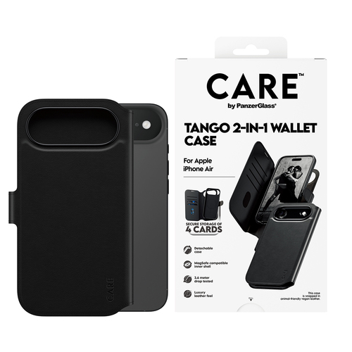 PanzerGlass CARE™ by ® Tango 2-in-1 Wallet Case w. MagSafe iPhone Air mobiele telefoon behuizingen Hoes Zwart