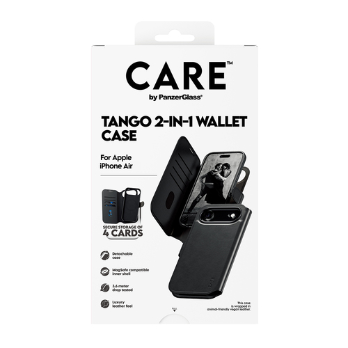 PanzerGlass CARE™ by ® Tango 2-in-1 Wallet Case w. MagSafe iPhone Air mobiele telefoon behuizingen Hoes Zwart