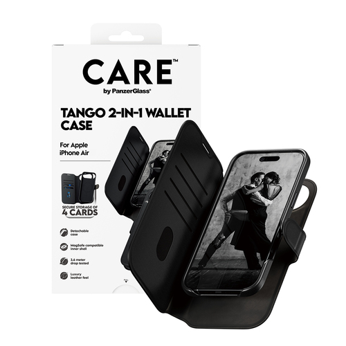 PanzerGlass CARE™ by ® Tango 2-in-1 Wallet Case w. MagSafe iPhone Air mobiele telefoon behuizingen Hoes Zwart