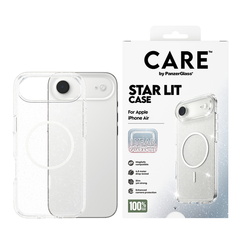 PanzerGlass CARE™ by ® Star Lit Case w. White MagSafe iPhone Air mobiele telefoon behuizingen Hoes Transparant