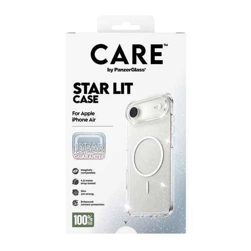 PanzerGlass CARE™ by ® Star Lit Case w. White MagSafe iPhone Air mobiele telefoon behuizingen Hoes Transparant