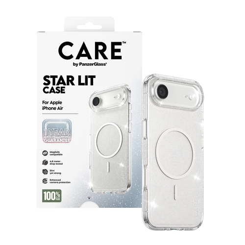 PanzerGlass CARE™ by ® Star Lit Case w. White MagSafe iPhone Air mobiele telefoon behuizingen Hoes Transparant