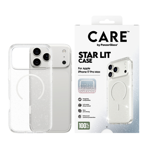 PanzerGlass CARE™ by ® Star Lit Case w. White MagSafe iPhone 18 Pro Max | 17 Pro Max mobiele telefoon behuizingen Hoes Transparant