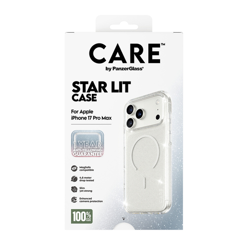 PanzerGlass CARE™ by ® Star Lit Case w. White MagSafe iPhone 18 Pro Max | 17 Pro Max mobiele telefoon behuizingen Hoes Transparant