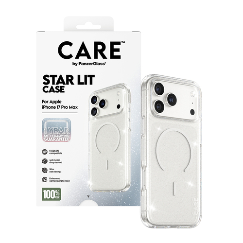 PanzerGlass CARE™ by ® Star Lit Case w. White MagSafe iPhone 18 Pro Max | 17 Pro Max mobiele telefoon behuizingen Hoes Transparant
