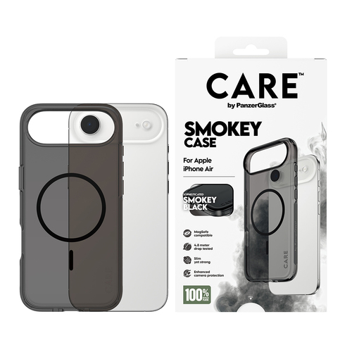 PanzerGlass CARE™ by ® Smokey Case w. Black MagSafe iPhone Air mobiele telefoon behuizingen Hoes Zwart