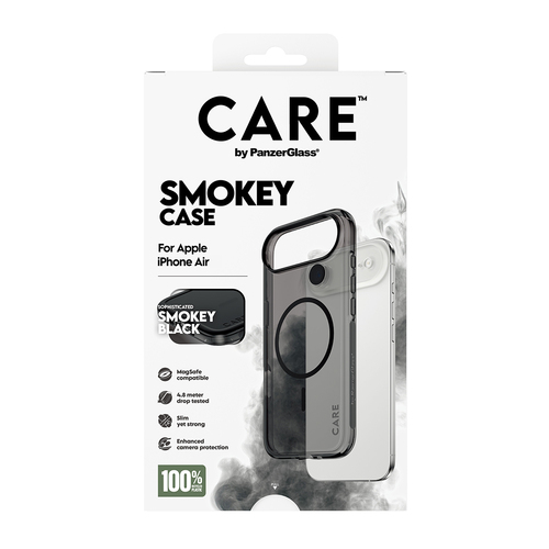 PanzerGlass CARE™ by ® Smokey Case w. Black MagSafe iPhone Air mobiele telefoon behuizingen Hoes Zwart