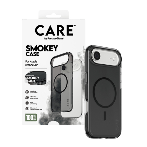 PanzerGlass CARE™ by ® Smokey Case w. Black MagSafe iPhone Air mobiele telefoon behuizingen Hoes Zwart