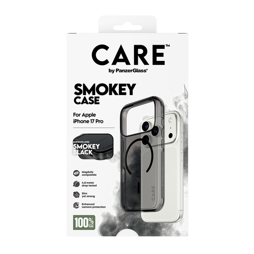 PanzerGlass CARE™ by ® Smokey Case w. Black MagSafe iPhone 18 Pro | 17 Pro mobiele telefoon behuizingen Hoes Zwart