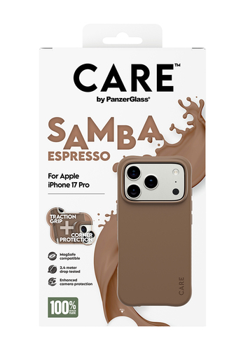 PanzerGlass CARE by ® Fashionable Case Samba Espresso w. MagSafe iPhone 17 Pro mobiele telefoon behuizingen Hoes Bruin
