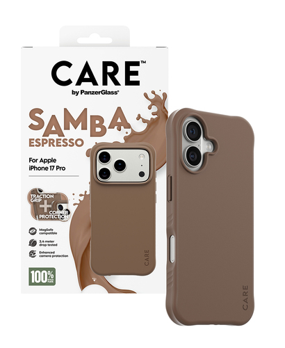 PanzerGlass CARE by ® Fashionable Case Samba Espresso w. MagSafe iPhone 17 Pro mobiele telefoon behuizingen Hoes Bruin