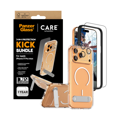 PanzerGlass ® | CARE by ® 3-in-1 Feature Kick Bundle iPhone 17 Pro Max Doorzichtige schermbeschermer Apple 1 stuk(s)