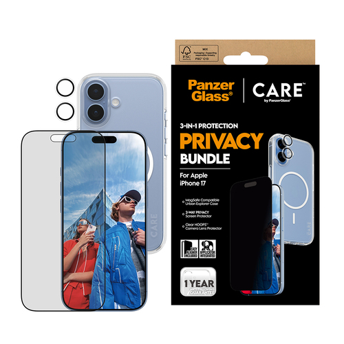 PanzerGlass ® | CARE by ® 3-in-1 Flagship Privacy Bundle iPhone 17 Doorzichtige schermbeschermer Apple 1 stuk(s)