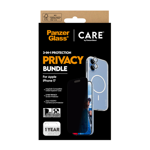 PanzerGlass ® | CARE by ® 3-in-1 Flagship Privacy Bundle iPhone 17 Doorzichtige schermbeschermer Apple 1 stuk(s)