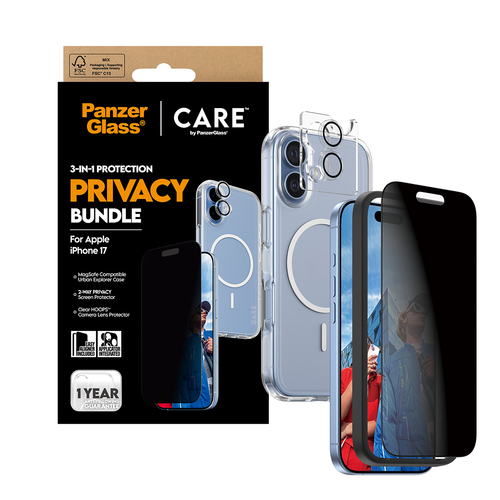 PanzerGlass ® | CARE by ® 3-in-1 Flagship Privacy Bundle iPhone 17 Doorzichtige schermbeschermer Apple 1 stuk(s)