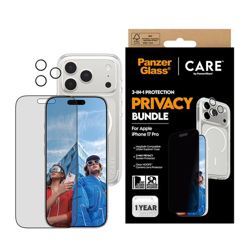 PanzerGlass ® | CARE by ® 3-in-1 Flagship Privacy Bundle iPhone 17 Pro Doorzichtige schermbeschermer Apple 1 stuk(s)